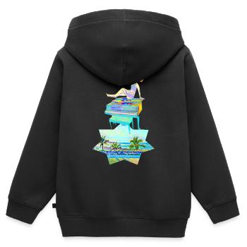 Îles Canaries - Collage d’étoiles tropicales pour piano musical - Sweat Premium à capuche zippé enfant bio - noir - Dos - AI Model Kid Male (0cm)