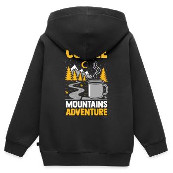 Randonnée sur sentier de montagne Randonnée en plein air Braconnage - Sweat Premium à capuche zippé enfant bio - noir - Dos - AI Model Kid Male (0cm)
