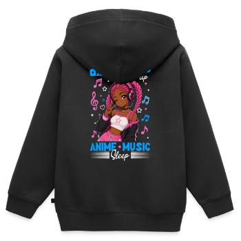 Anime and Music Chibi Black Girl - Kinder Premium Organic Zip Hoodie - Schwarz - Hinten - AI Model Kid Male (0cm)