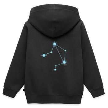 Constellation d’étoile du signe astrologique de la Balance Bleu pastel - Sweat Premium à capuche zippé enfant bio - noir - Dos - AI Model Kid Male (0cm)