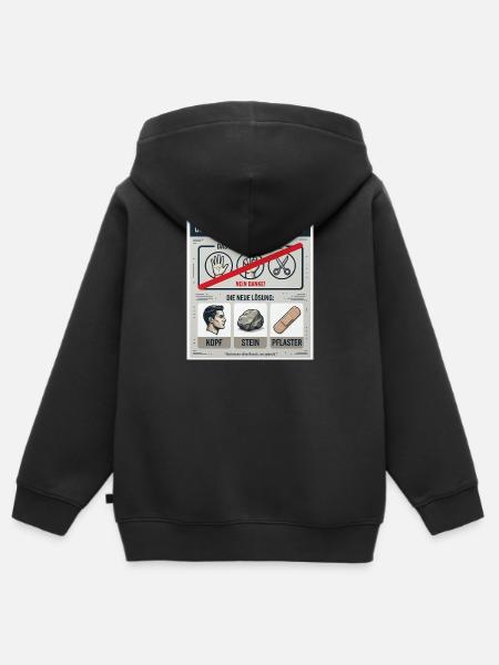 Kopf Stein Pflaster Konfliktlösung - Kinder Premium Organic Zip Hoodie - Schwarz