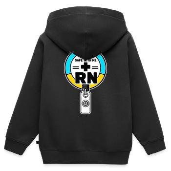 Cadeau de bande démo d’insigne Pride Infirmier infirmier Pride Safe With Me - Sweat Premium à capuche zippé enfant bio - noir - Dos - AI Model Kid Male (0cm)