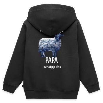 Papa schaf(f)t das Schaf T-Shirt Geschenk - Kinder Premium Organic Zip Hoodie - Schwarz - Hinten - AI Model Kid Male (0cm)