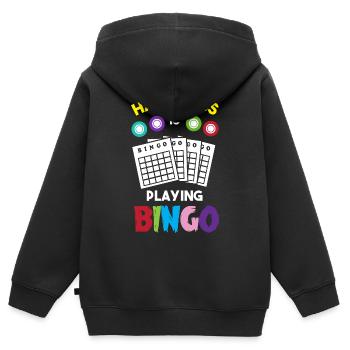 Bingo - Kinder Premium Organic Zip Hoodie - Schwarz - Hinten - AI Model Kid Male (0cm)