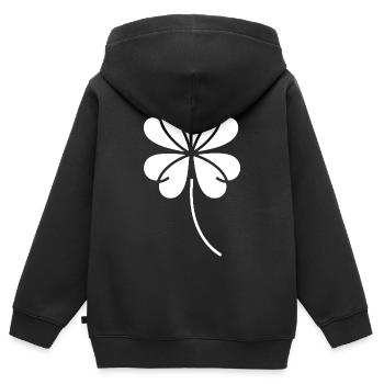 Kleeblatt Silhouette Irisches Glückssymbol - Kinder Premium Organic Zip Hoodie - Schwarz - Hinten - AI Model Kid Male (0cm)