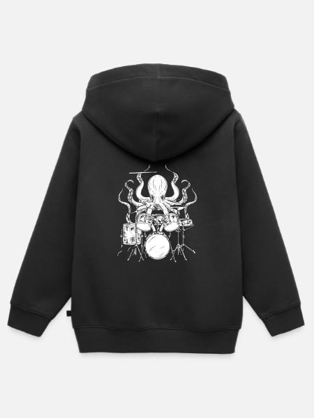 Oktopus Schlagzeuger Drummer Schlagzeug Percussion - Kinder Premium Organic Zip Hoodie - Schwarz