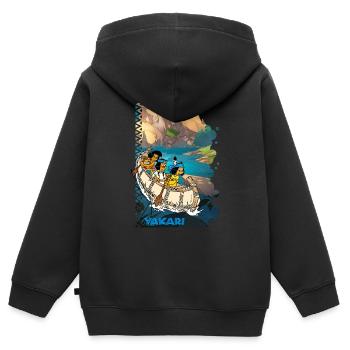Yakari Bootstour - Kinder Premium Organic Zip Hoodie - Schwarz - Hinten - AI Model Kid Male (0cm)