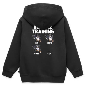 Bouvier Bernois Training Chien - Sweat Premium à capuche zippé enfant bio - noir - Dos - AI Model Kid Male (0cm)