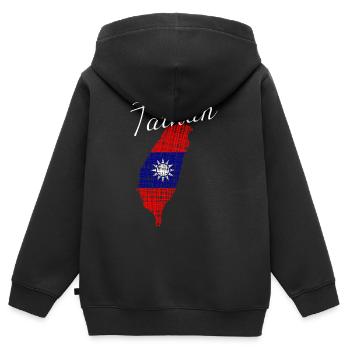 Taiwan - Kinder Premium Organic Zip Hoodie - Schwarz - Hinten - AI Model Kid Male (0cm)