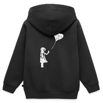 L'AMOUR EST DANS LE CLOUD - Fille avec Smartphone - Sweat Premium à capuche zippé enfant bio - noir - Dos - AI Model Kid Male (0cm)