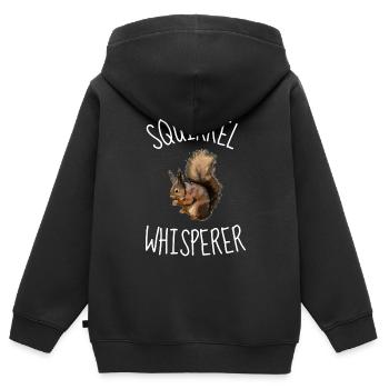 Waldbewohner Tierfreund Nagetier Eichhörnchen - Kinder Premium Organic Zip Hoodie - Schwarz - Hinten - AI Model Kid Male (0cm)