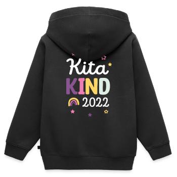 Ich bin ein Kitakind 2022 / Kindergartenkind - Kinder Premium Organic Zip Hoodie - Schwarz - Hinten - AI Model Kid Male (0cm)