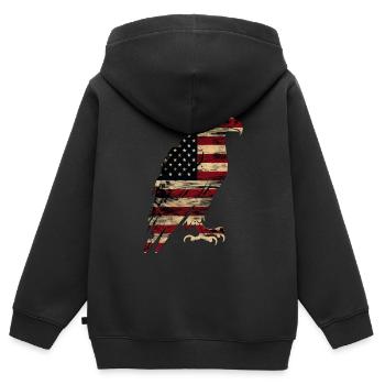 Drapeau américain Eagle Silhouette American Heritage 2 - Sweat Premium à capuche zippé enfant bio - noir - Dos - AI Model Kid Male (0cm)