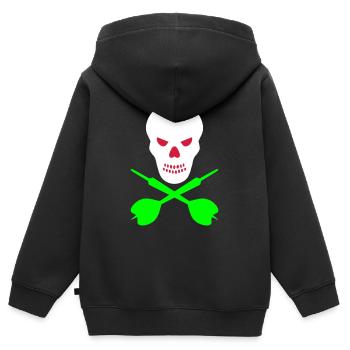 Schädel und überkreuzte Dartpfeile - Kinder Premium Organic Zip Hoodie - Schwarz - Hinten - AI Model Kid Male (0cm)