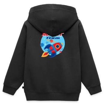 Équipe de fusée - Sweat Premium à capuche zippé enfant bio - noir - Dos - AI Model Kid Male (0cm)