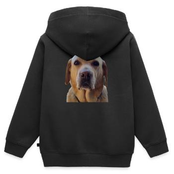 BELLA - Kinder Premium Organic Zip Hoodie - Schwarz - Hinten - AI Model Kid Male (0cm)