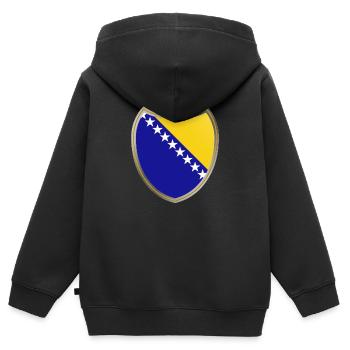 Bosnie (Bosnien_Wappen) - Sweat Premium à capuche zippé enfant bio - noir - Dos - AI Model Kid Male (0cm)