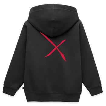 x_1c - Kinder Premium Organic Zip Hoodie - Schwarz - Hinten - AI Model Kid Male (0cm)