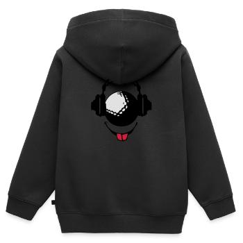 casque headphones golf dj smiley1 - Sweat Premium à capuche zippé enfant bio - noir - Dos - AI Model Kid Male (0cm)