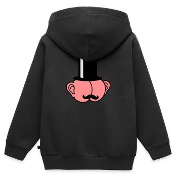 Sir Ass With Ears - Sweat Premium à capuche zippé enfant bio - noir - Dos - AI Model Kid Male (0cm)