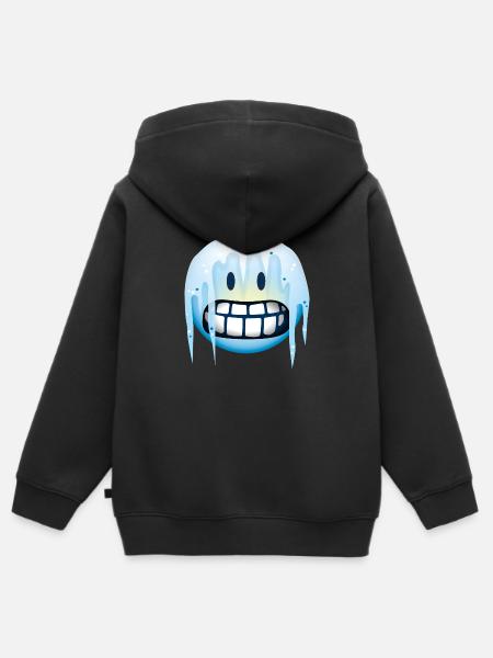 Smiley Glossy Frozen - Kids Premium Organic Zip-up Hoodie - black