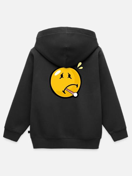 Smiley Unwell - Kinder Premium Organic Zip Hoodie - Schwarz
