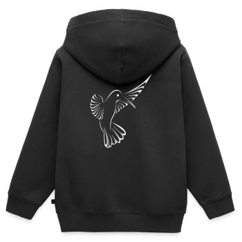 Kolibri - Kinder Premium Organic Zip Hoodie - Schwarz - Hinten - AI Model Kid Male (0cm)