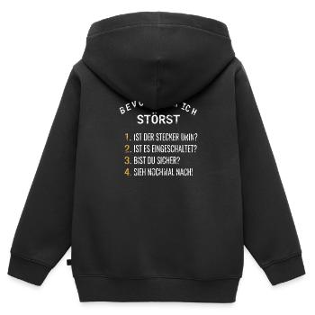 Techniker - Kinder Premium Organic Zip Hoodie - Schwarz - Hinten - AI Model Kid Male (0cm)