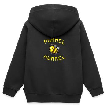 Pummel Hummel Dick Fett Übergewicht - Kinder Premium Organic Zip Hoodie - Schwarz - Hinten - AI Model Kid Male (0cm)