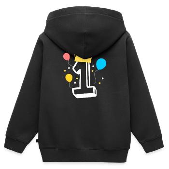 Number 1 with a crown and balloons - Kids Premium Organic Zip-up Hoodie - black - Back - AI Model Kid Male (0cm)