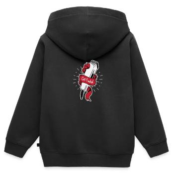 coiffeur coiffure coupe cheveux coupe-cheveux - Sweat Premium à capuche zippé enfant bio - noir - Dos - AI Model Kid Male (0cm)