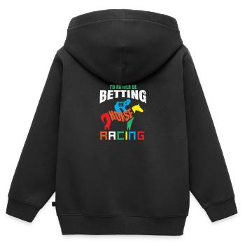 Courses hippiques Hippodromes - Sweat Premium à capuche zippé enfant bio - noir - Dos - AI Model Kid Male (0cm)