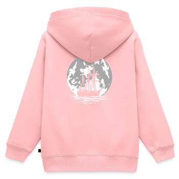 Piratenschiff und Vollmond - Kinder Premium Organic Zip Hoodie - Rosa - Hinten - AI Model Kid Female (0cm)