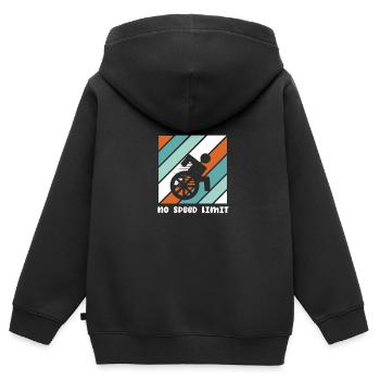 Rollstuhl Rollstuhlfahrer Handicap Behinderung - Kinder Premium Organic Zip Hoodie - Schwarz - Hinten - AI Model Kid Male (0cm)