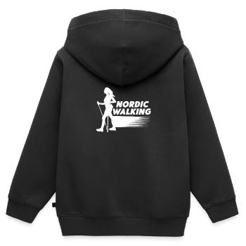 Nordic Walking Ausdauer Stöcken Laufen Spazieren - Kinder Premium Organic Zip Hoodie - Schwarz - Hinten - AI Model Kid Male (0cm)