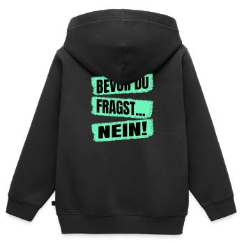 frech humor mietzekatze schmusen fellzeichnung - Kinder Premium Organic Zip Hoodie - Schwarz - Hinten - AI Model Kid Male (0cm)