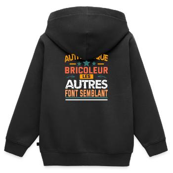 authentique bricoleur - Sweat Premium à capuche zippé enfant bio - noir - Dos - AI Model Kid Male (0cm)