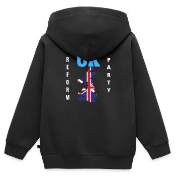 UK Reform Party - Kids Premium Organic Zip-up Hoodie - black - Back - AI Model Kid Male (0cm)