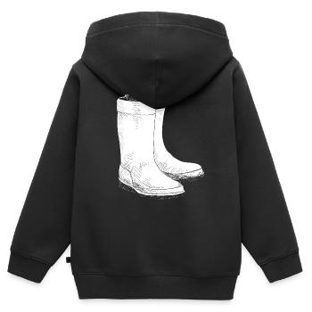 Gummistiefel Nordsee Ostsee Schlechtes Wetter - Kinder Premium Organic Zip Hoodie - Schwarz - Hinten - AI Model Kid Male (0cm)