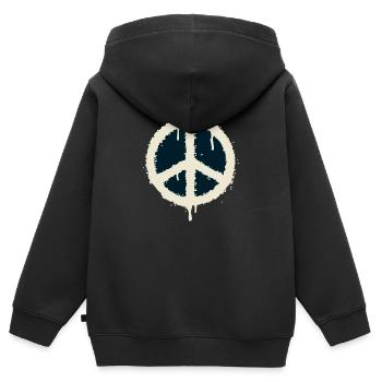 peace symbole - Sweat Premium à capuche zippé enfant bio - noir - Dos - AI Model Kid Male (0cm)