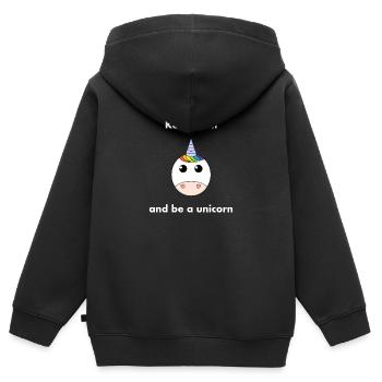 Be a Unicorn - Kinder Premium Organic Zip Hoodie - Schwarz - Hinten - AI Model Kid Male (0cm)