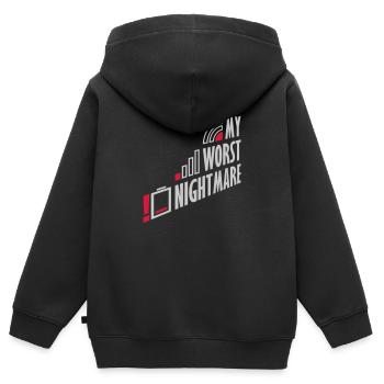 Drôle mon pire cauchemar - Sweat Premium à capuche zippé enfant bio - noir - Dos - AI Model Kid Male (0cm)