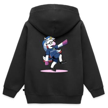 Licorne supporter équipe de france coupe du monde - Sweat Premium à capuche zippé enfant bio - noir - Dos - AI Model Kid Male (0cm)