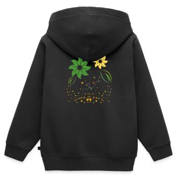 Fleurs automnales - Sweat Premium à capuche zippé enfant bio - noir - Dos - AI Model Kid Male (0cm)