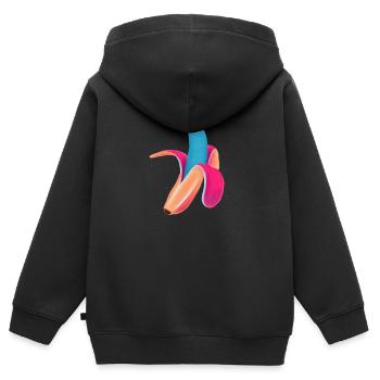 Neon Banana - Kids Premium Organic Zip-up Hoodie - black - Back - AI Model Kid Male (0cm)