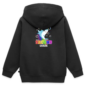 Hello Second Grade - Kids Premium Organic Zip-up Hoodie - black - Back - AI Model Kid Male (0cm)
