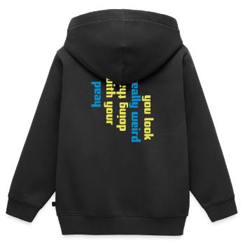you look really weird - Kinder Premium Organic Zip Hoodie - Schwarz - Hinten - AI Model Kid Male (0cm)