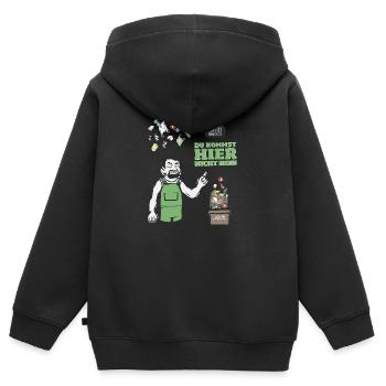 Bioabfall Biotonne Spruch Abfall Sprechblase - Kinder Premium Organic Zip Hoodie - Schwarz - Hinten - AI Model Kid Male (0cm)