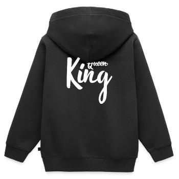 Der König ersetzt die Königin - Kinder Premium Organic Zip Hoodie - Schwarz - Hinten - AI Model Kid Male (0cm)