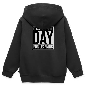 belle journée pour apprendre - Sweat Premium à capuche zippé enfant bio - noir - Dos - AI Model Kid Male (0cm)